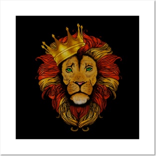 African Lion with Crown, Big Cat Posters and Art